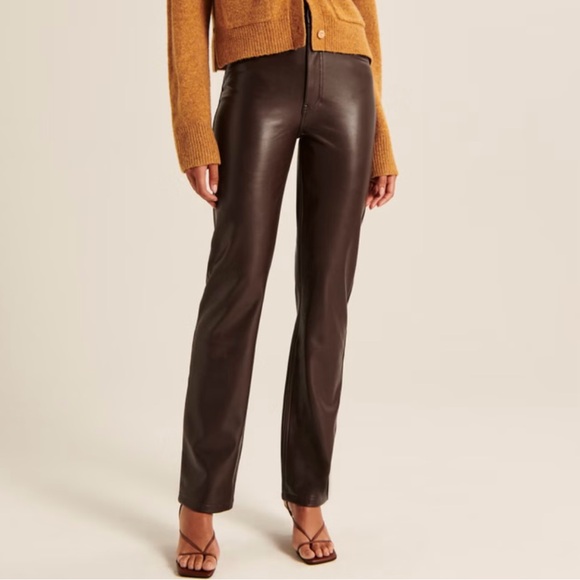 Abercrombie & Fitch Pants - Abercrombie Brown Faux Leather Pants | Ultra High Rise | Curve Love | Size 27